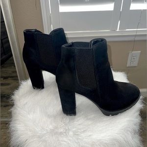 Black faux suede booties